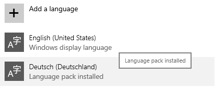 Language pack installed