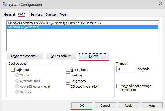 Delete entry