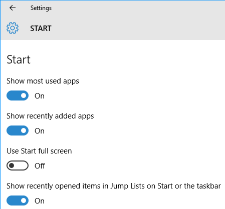 Hide the most used items list