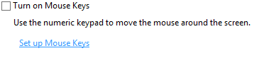 Turn on Mouse Keys Turn on Mouse Keys