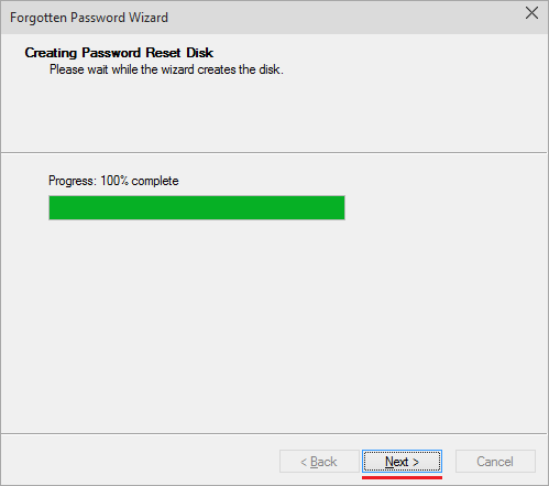 Creating Password reset disk Creating Password reset disk