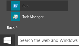 Run in Start menu Run in Start menu